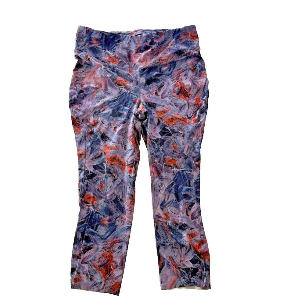 Lululemon High-Rise Cropped Leggings Womens Sz 12 Purple Multi Paint-Stroke